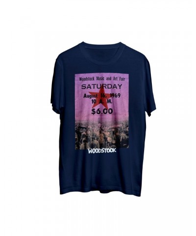 $2.40 Woodstock Ticket Photo Navy Blue T-Shirt Shirts