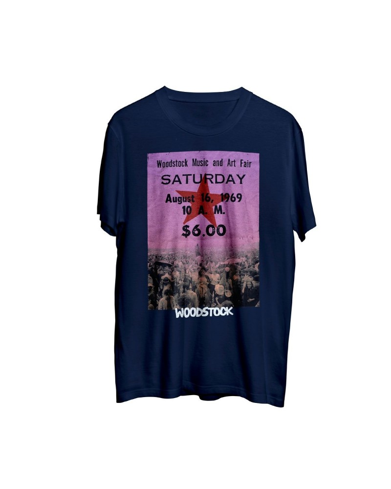 $2.40 Woodstock Ticket Photo Navy Blue T-Shirt Shirts