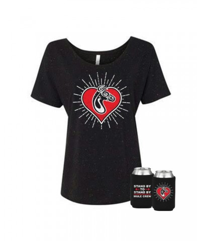 $15.75 Gov't Mule Women's Muleheart CREW Shirt + Drink Cooler Combo Shirts