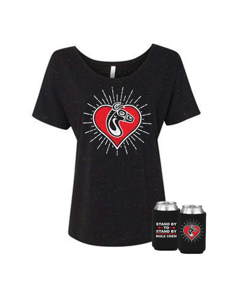 $15.75 Gov't Mule Women's Muleheart CREW Shirt + Drink Cooler Combo Shirts