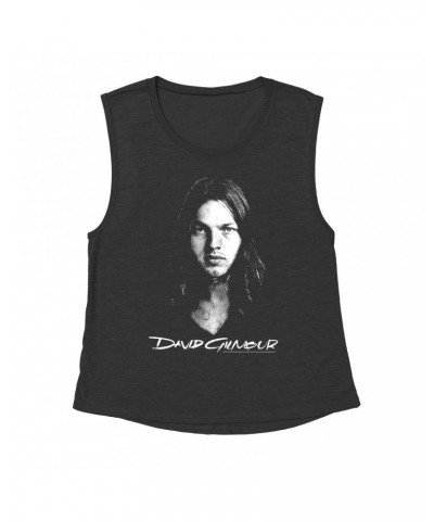 $15.16 David Gilmour Ladies' Muscle Tank Top | Portrait And Logo Shirt Shirts