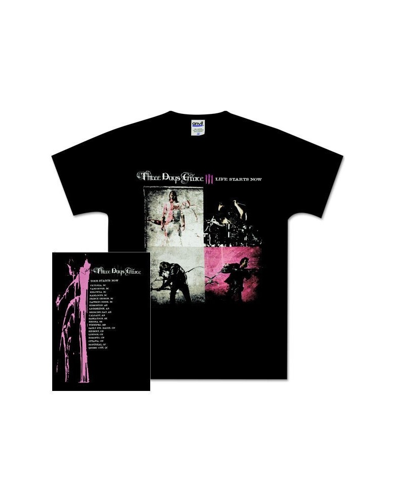 $11.00 Three Days Grace Slashback Photo Dateback Black T-Shirt Shirts