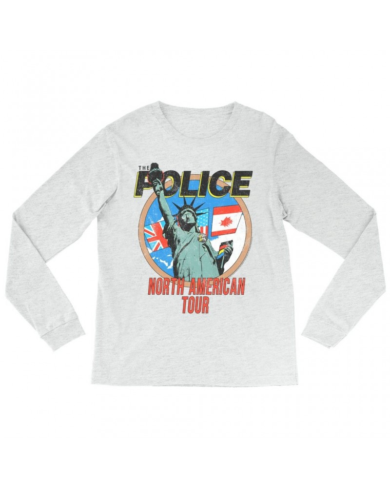 $10.78 The Police Long Sleeve Shirt | North America 1983 Colorful Concert Promotion Distressed Shirt Shirts