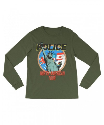 $10.78 The Police Long Sleeve Shirt | North America 1983 Colorful Concert Promotion Distressed Shirt Shirts