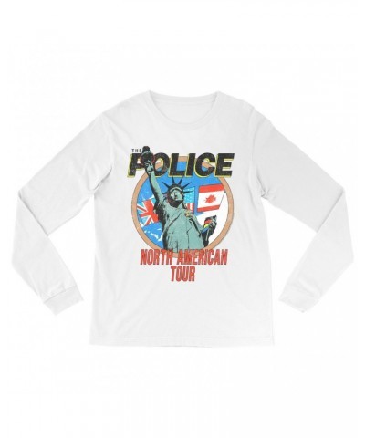 $10.78 The Police Long Sleeve Shirt | North America 1983 Colorful Concert Promotion Distressed Shirt Shirts