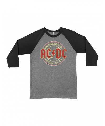 $9.28 AC/DC 3/4 Sleeve Baseball Tee | High Voltage Rock n' Roll Australia Shirt Shirts