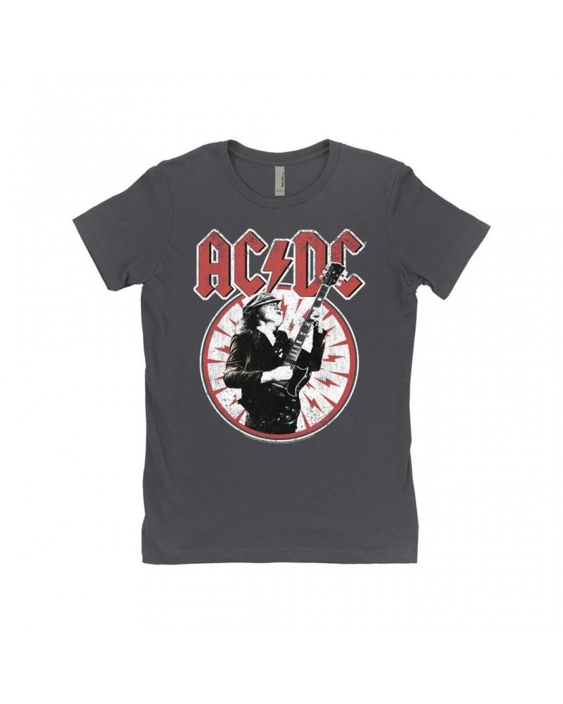 $10.73 AC/DC Ladies' Boyfriend T-Shirt | Angus Young In Bolts Design Distressed Shirt Shirts