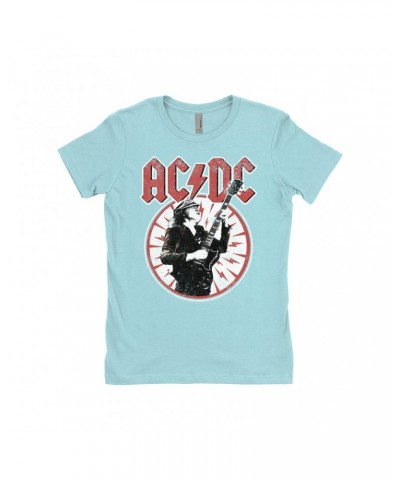 $10.73 AC/DC Ladies' Boyfriend T-Shirt | Angus Young In Bolts Design Distressed Shirt Shirts