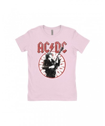 $10.73 AC/DC Ladies' Boyfriend T-Shirt | Angus Young In Bolts Design Distressed Shirt Shirts