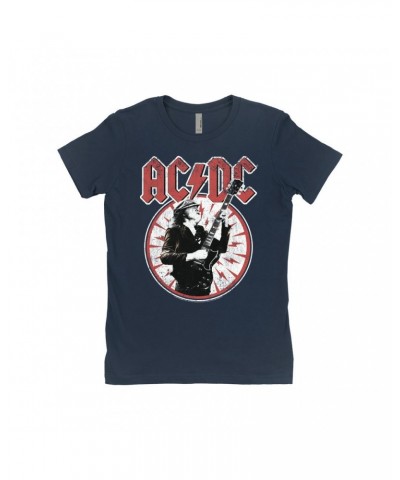 $10.73 AC/DC Ladies' Boyfriend T-Shirt | Angus Young In Bolts Design Distressed Shirt Shirts