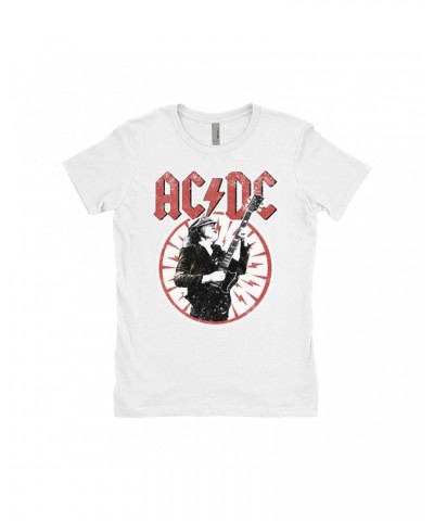 $10.73 AC/DC Ladies' Boyfriend T-Shirt | Angus Young In Bolts Design Distressed Shirt Shirts