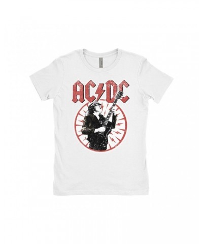 $10.73 AC/DC Ladies' Boyfriend T-Shirt | Angus Young In Bolts Design Distressed Shirt Shirts