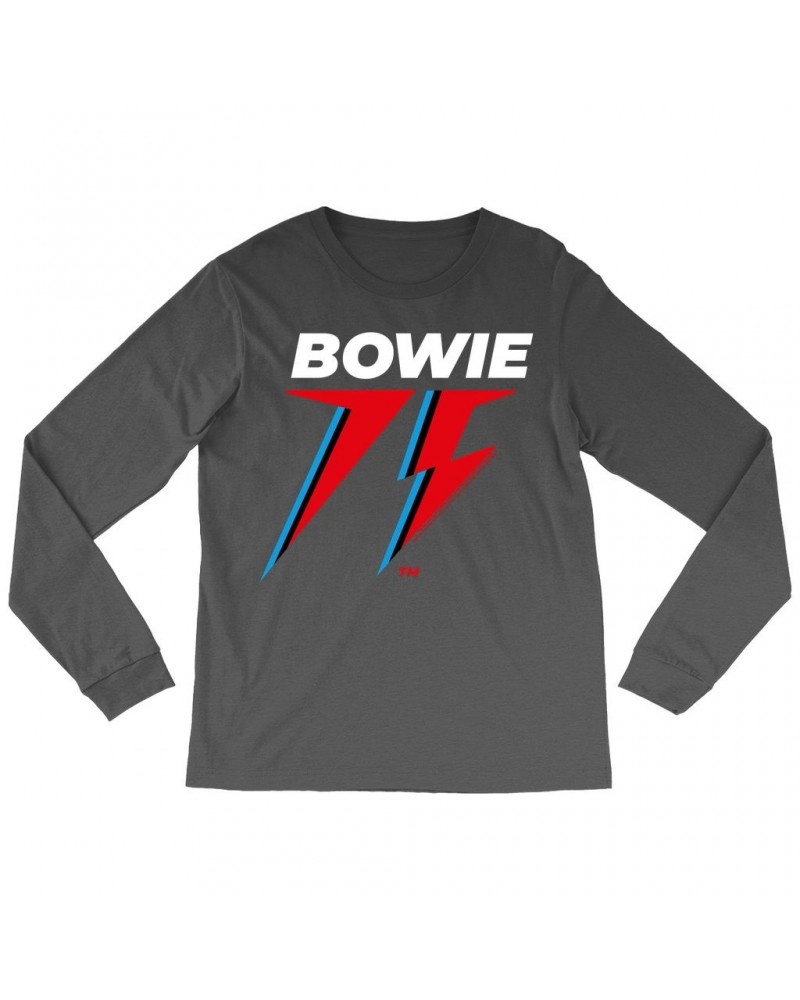 $13.78 David Bowie Long Sleeve Shirt | White Blue & Red 75th Logo Shirt Shirts