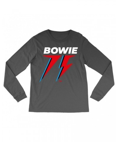 $13.78 David Bowie Long Sleeve Shirt | White Blue & Red 75th Logo Shirt Shirts