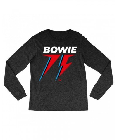 $13.78 David Bowie Long Sleeve Shirt | White Blue & Red 75th Logo Shirt Shirts