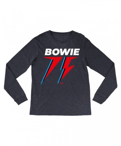 $13.78 David Bowie Long Sleeve Shirt | White Blue & Red 75th Logo Shirt Shirts