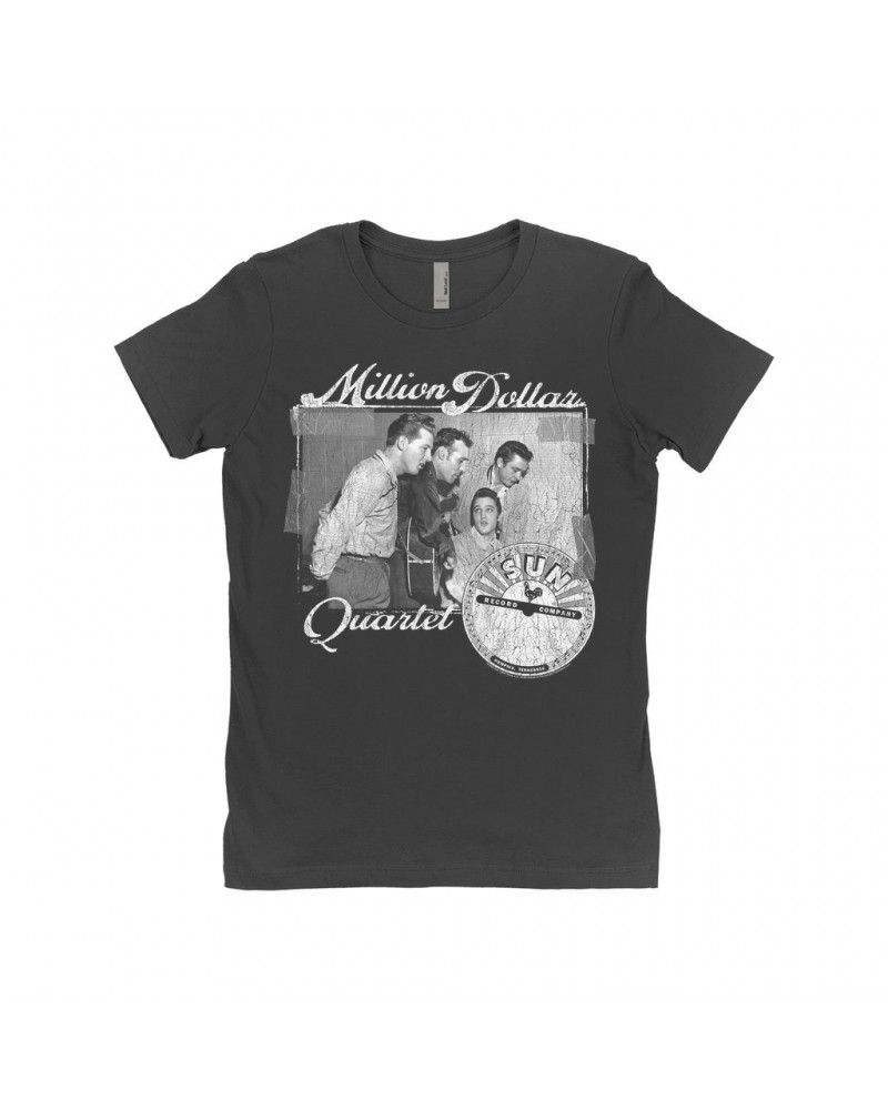 $8.48 Sun Records Ladies' Boyfriend T-Shirt | White Million Dollar Quartet Image Shirt Shirts