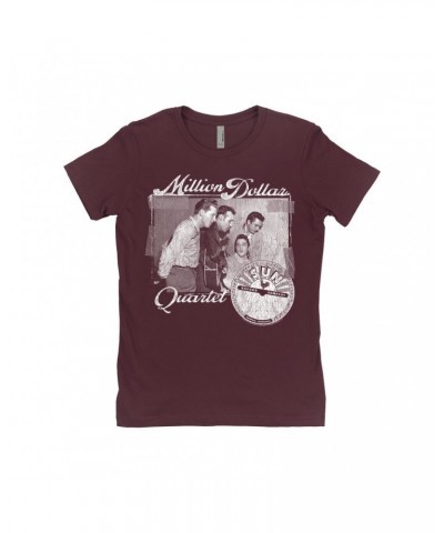 $8.48 Sun Records Ladies' Boyfriend T-Shirt | White Million Dollar Quartet Image Shirt Shirts