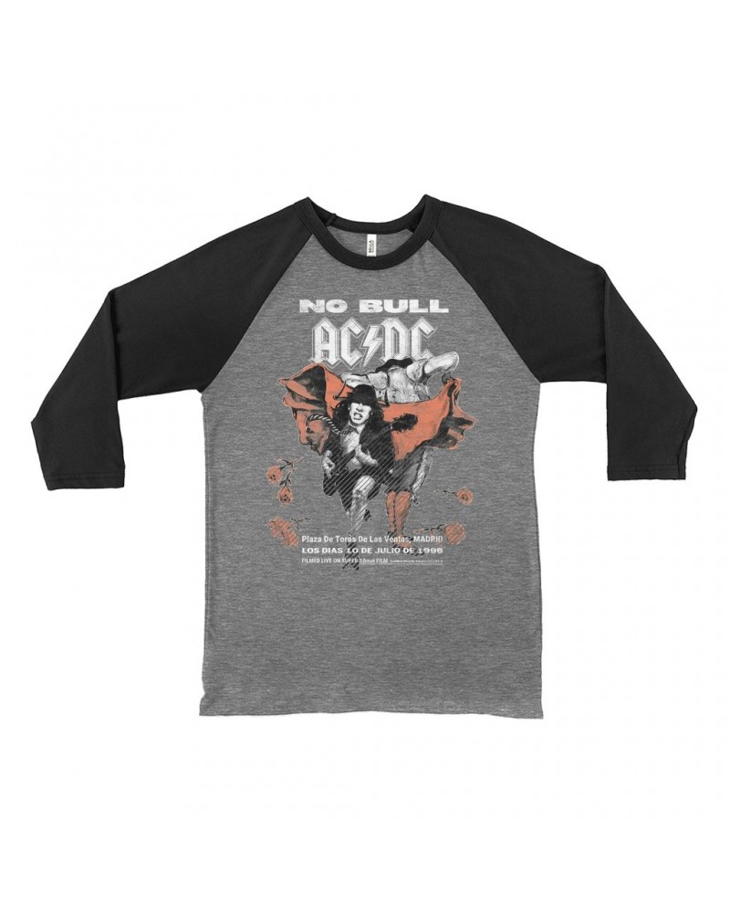 $8.99 AC/DC 3/4 Sleeve Baseball Tee | No Bull Concert Poster Image Shirt Shirts