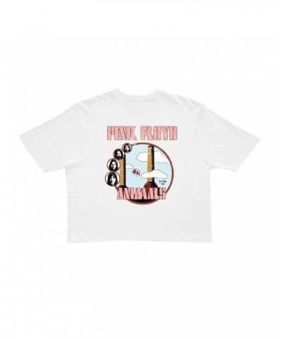 $8.09 Pink Floyd Ladies' Crop Tee | Animals '77 Tour Pastel Design Distressed Crop T-shirt Shirts