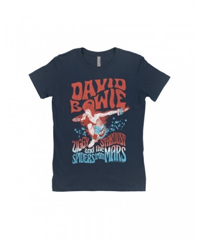 $7.73 David Bowie Ladies' Boyfriend T-Shirt | Red White Blue Ziggy Stardust And The Spiders From Mars Shirt Shirts