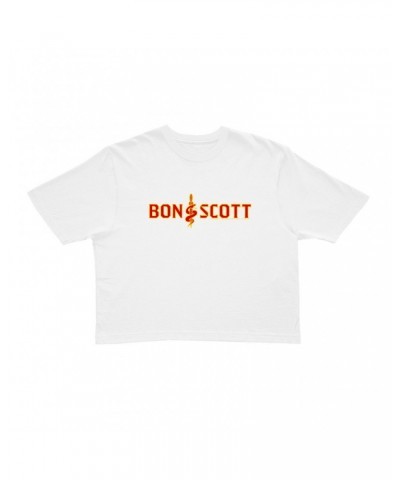 $9.70 Bon Scott Ladies' Crop Tee | Bon Dagger And Snake Crop T-shirt Shirts