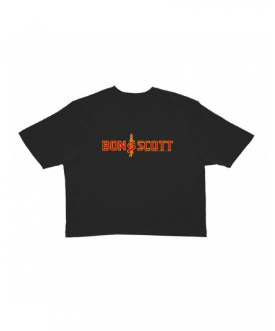 $9.70 Bon Scott Ladies' Crop Tee | Bon Dagger And Snake Crop T-shirt Shirts