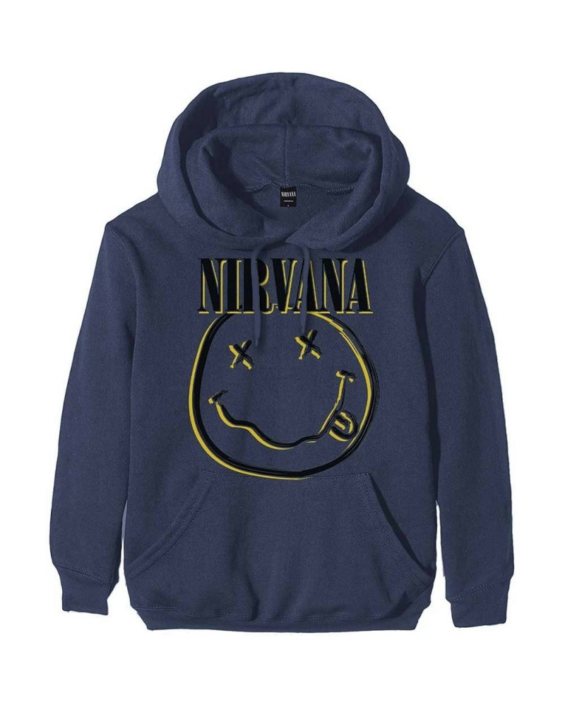 $13.38 Nirvana Hoodie - Inverse Smiley (Navy Blue) Sweatshirts