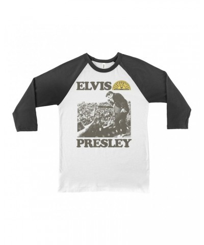 $14.08 Elvis Presley Sun Records 3/4 Sleeve Baseball Tee | You're a Heartbreaker Live In Concert Sun Records Shirt Shirts