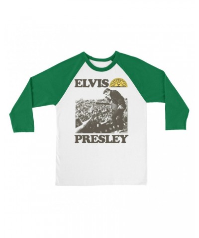 $14.08 Elvis Presley Sun Records 3/4 Sleeve Baseball Tee | You're a Heartbreaker Live In Concert Sun Records Shirt Shirts