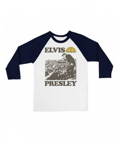 $14.08 Elvis Presley Sun Records 3/4 Sleeve Baseball Tee | You're a Heartbreaker Live In Concert Sun Records Shirt Shirts