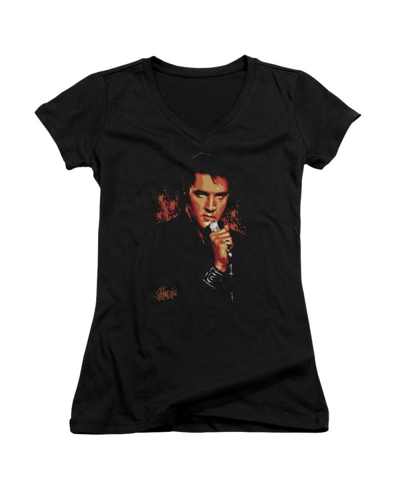 $8.64 Elvis Presley Junior's V-Neck Shirt | TROUBLE Junior's Tee Shirts