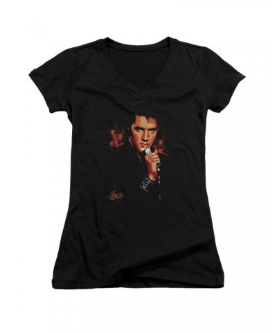 $8.64 Elvis Presley Junior's V-Neck Shirt | TROUBLE Junior's Tee Shirts