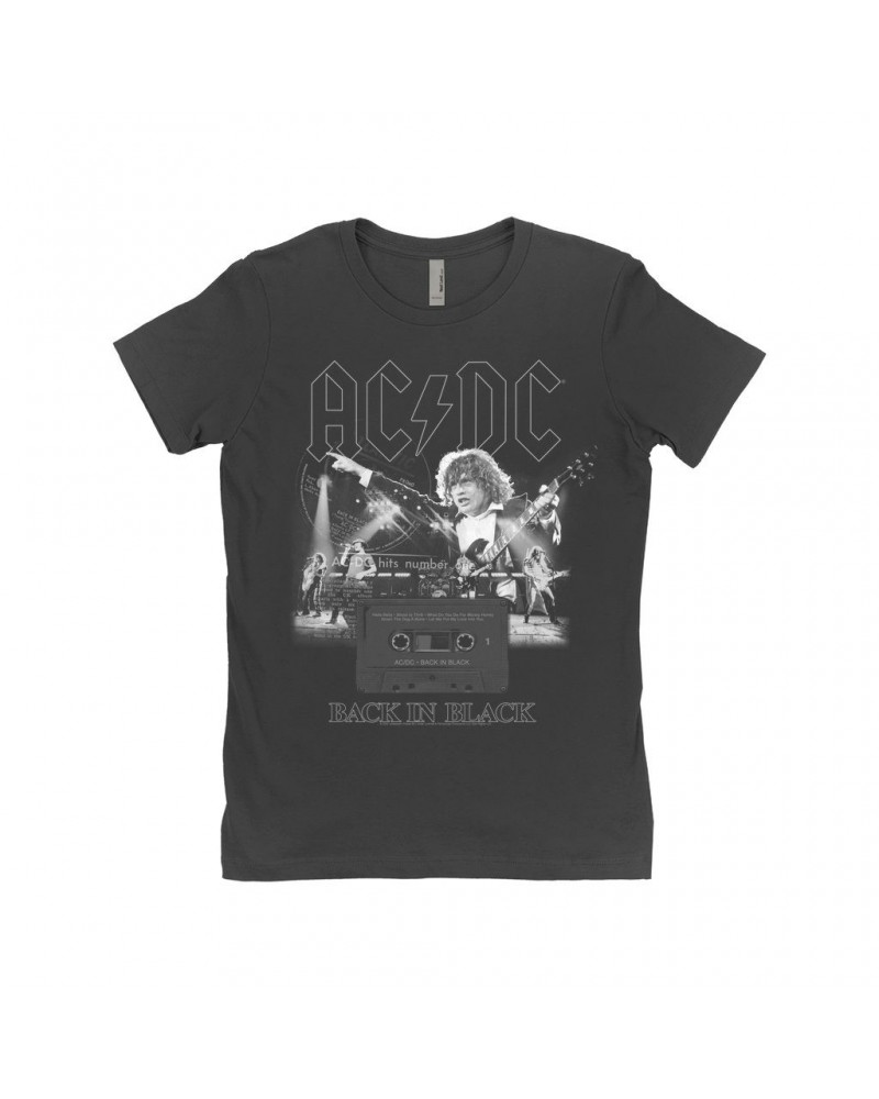 $9.23 AC/DC Ladies' Boyfriend T-Shirt | Back In Black Concert Collage Shirt Shirts