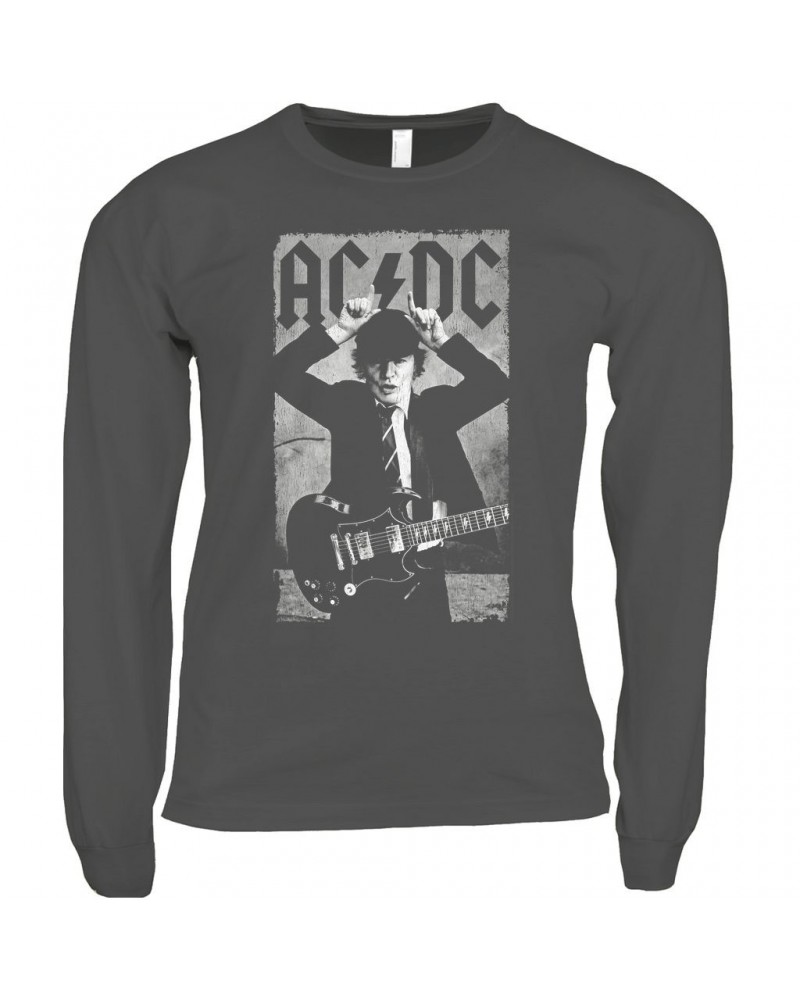 $13.18 AC/DC Long Sleeve Shirt | Angus Young Distress Photo Design Shirt Shirts