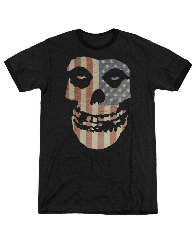 $9.89 Misfits Shirt | FIEND FLAG Premium Ringer Tee Shirts