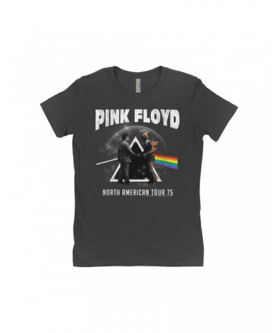 $8.23 Pink Floyd Ladies' Boyfriend T-Shirt | 1975 North American Tour Design Distressed Shirt Shirts