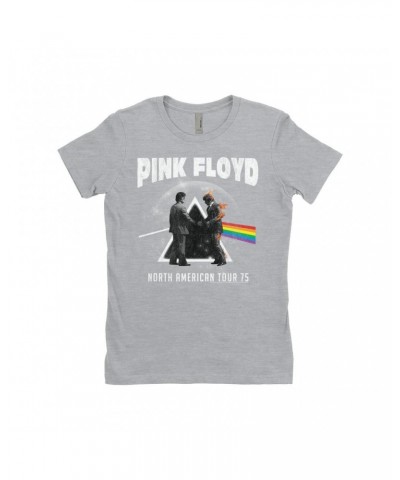 $8.23 Pink Floyd Ladies' Boyfriend T-Shirt | 1975 North American Tour Design Distressed Shirt Shirts