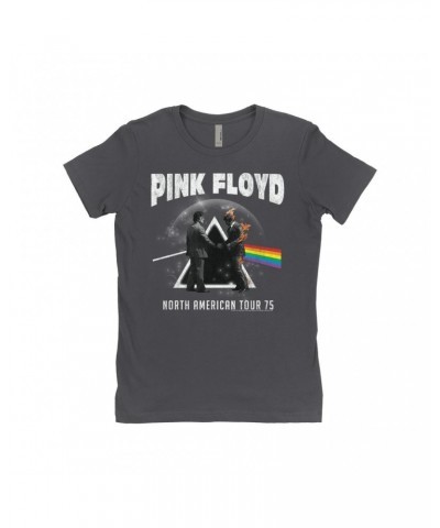 $8.23 Pink Floyd Ladies' Boyfriend T-Shirt | 1975 North American Tour Design Distressed Shirt Shirts