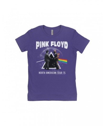 $8.23 Pink Floyd Ladies' Boyfriend T-Shirt | 1975 North American Tour Design Distressed Shirt Shirts