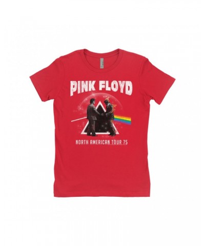 $8.23 Pink Floyd Ladies' Boyfriend T-Shirt | 1975 North American Tour Design Distressed Shirt Shirts