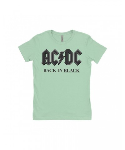 $12.23 AC/DC Ladies' Boyfriend T-Shirt | Back In Black Charcoal Design Shirt Shirts