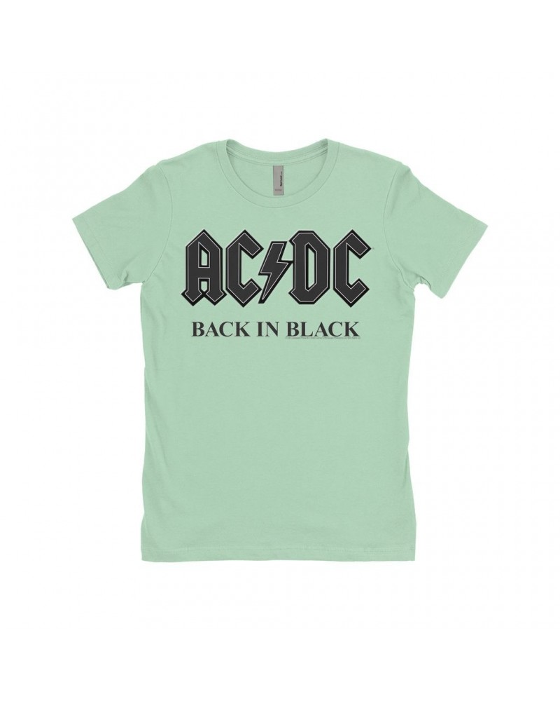 $12.23 AC/DC Ladies' Boyfriend T-Shirt | Back In Black Charcoal Design Shirt Shirts