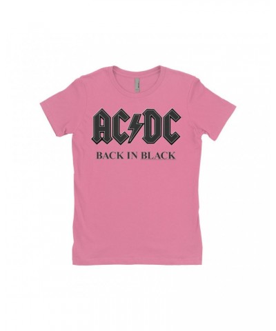 $12.23 AC/DC Ladies' Boyfriend T-Shirt | Back In Black Charcoal Design Shirt Shirts