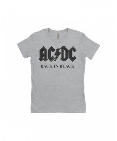 $12.23 AC/DC Ladies' Boyfriend T-Shirt | Back In Black Charcoal Design Shirt Shirts