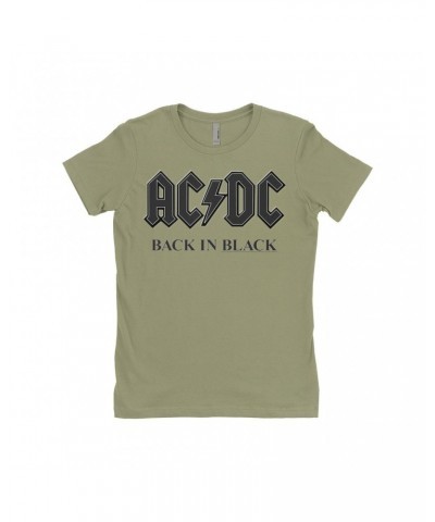 $12.23 AC/DC Ladies' Boyfriend T-Shirt | Back In Black Charcoal Design Shirt Shirts