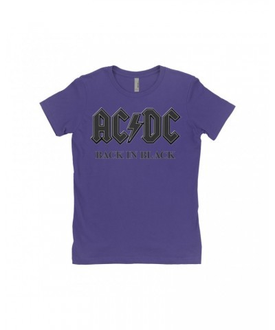 $12.23 AC/DC Ladies' Boyfriend T-Shirt | Back In Black Charcoal Design Shirt Shirts