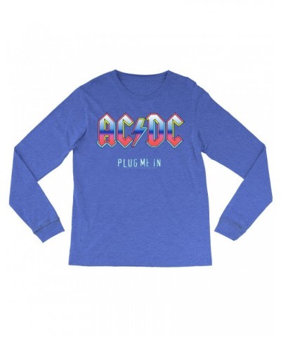 $13.18 AC/DC Heather Long Sleeve Shirt | Plug Me In Pastel Design Shirt Shirts