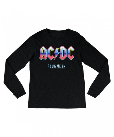 $13.18 AC/DC Heather Long Sleeve Shirt | Plug Me In Pastel Design Shirt Shirts