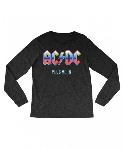 $13.18 AC/DC Heather Long Sleeve Shirt | Plug Me In Pastel Design Shirt Shirts